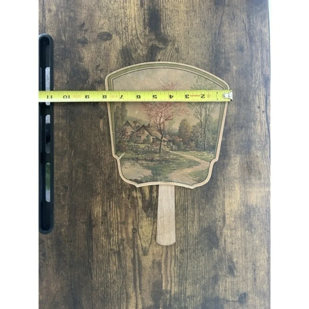Vintage‎ Modern Dairy Paris ILL Spring Cottage Bridge Hand Fan